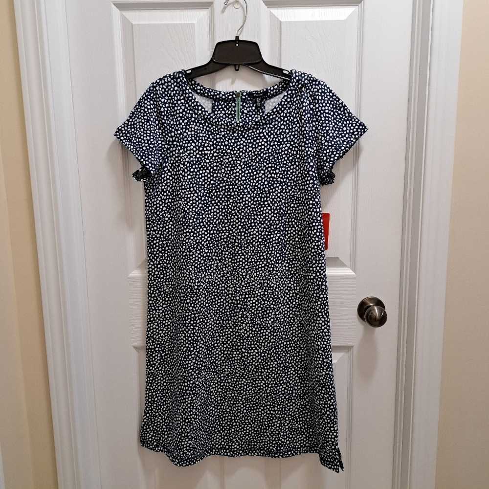 Hatley Polka Dot Dress Short Sleeved Blue White Women's Medium Cotton Blend NEW